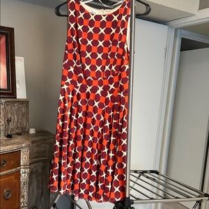 Stylish Red and White Patterned Mini Dress DM Collection